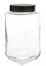 Square Glass Jar With Black Lid Various Sizes New