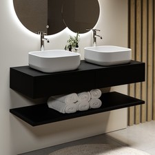 1200mm Black Wall Hung Double Countertop Vanity Unit with B BUN/BeBa_28145/84970