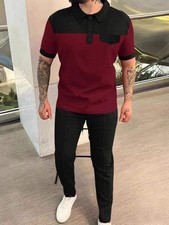 Men  s Full Size Waffle-Knit Contrast Top and Pants Set Plus Size