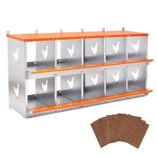 10-Bay Metal Nest Box-Wall Mount for Hens/Ducks, Easy Egg Collection & Assembly,