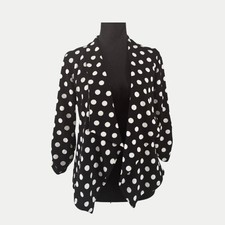 Women's Solid/Print Stretch 3/4 Gathered Sleeve Open Blazer Jacket
