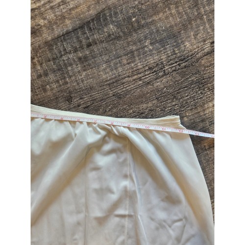 Vintage olga maxi slip skirt long nylon medium ivory slit lace romantic coquette - Picture 3 of 9