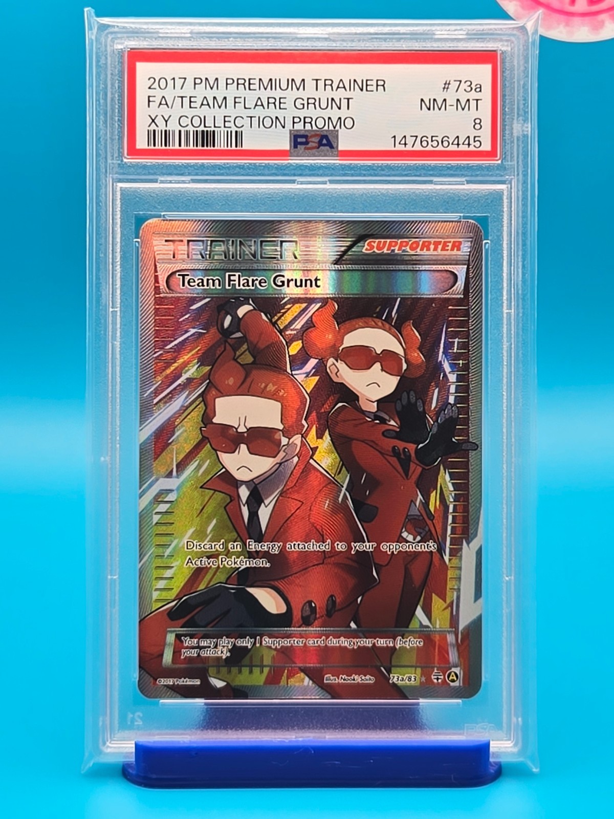 PSA 8 - 2017 POKEMON PREMIUM TRAINER XY PROMO 73a FULL ART/TEAM FLARE GRUNT
