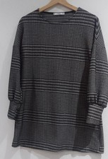 Mango Ladies Dress Dogtooth Eur S A Line Short Black White Plaid Bell Sleeves