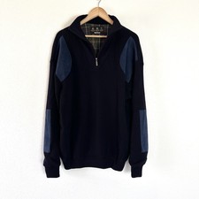 Barbour Sweater Half Zip Storm Loden Merino Wool men's size L