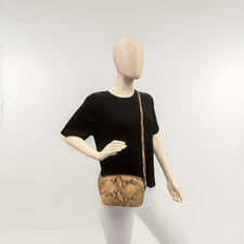 SALVATORE FERRAGAMO VINTAGE SNAKESKIN LEATHER BAG IN BEIGE