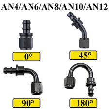 AN4 AN6 AN8 AN10 AN12 Push on Lock Oil Fuel Line Fitting Hose End Adaptor Black
