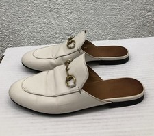 Gucci Princetown Loafers White Jordaan Slide Mule Horse Bit 37 EU 7 US BB60