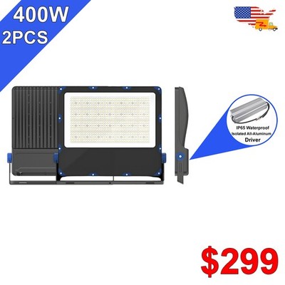 2X 400W LED Flood Light 60000Lms Outdoor Lamp Yard Waterproof Spotlight Fixtures
