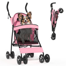 Compact Pet Stroller for Small-Medium Dogs/Cats up to 22Lbs, 4-Wheel Lightweight