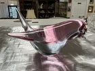 Vintage Murano Glass Bird Pink And Blue/purple Ting Glass