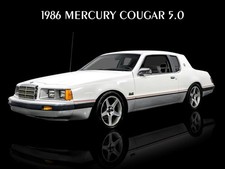 1986 Mercury Cougar 5.0 in White & Gray NEW METAL SIGN: 9x12" Ships Free