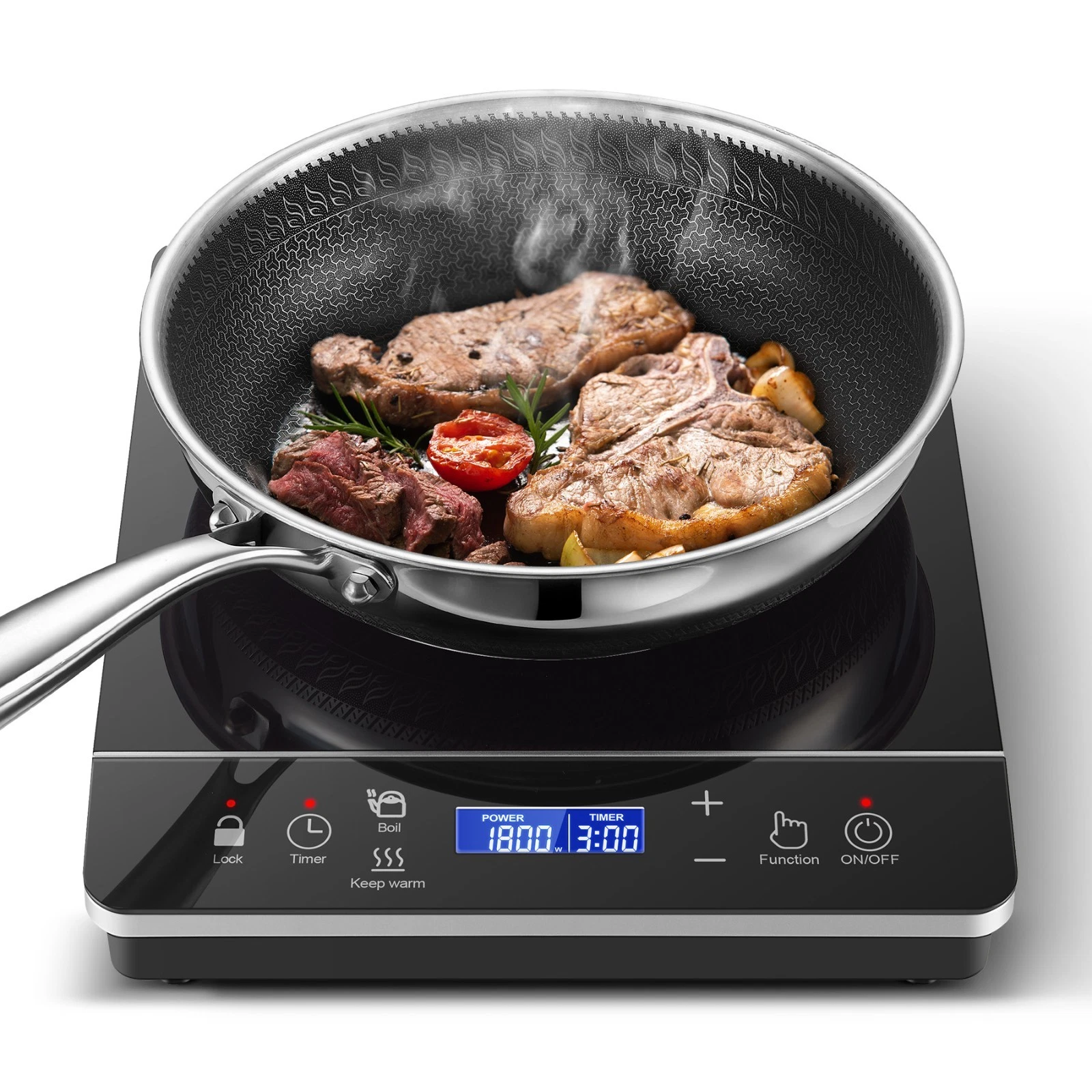Induction Cooktop Portable 1800W 1 Burner Child Lock Protection Easy Clean
Opens in a new window or