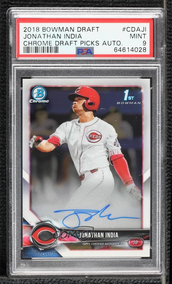 2018 Bowman Draft Chrome Pick Jonathan India #CDA-JI PSA 9 MINT Auto sl3