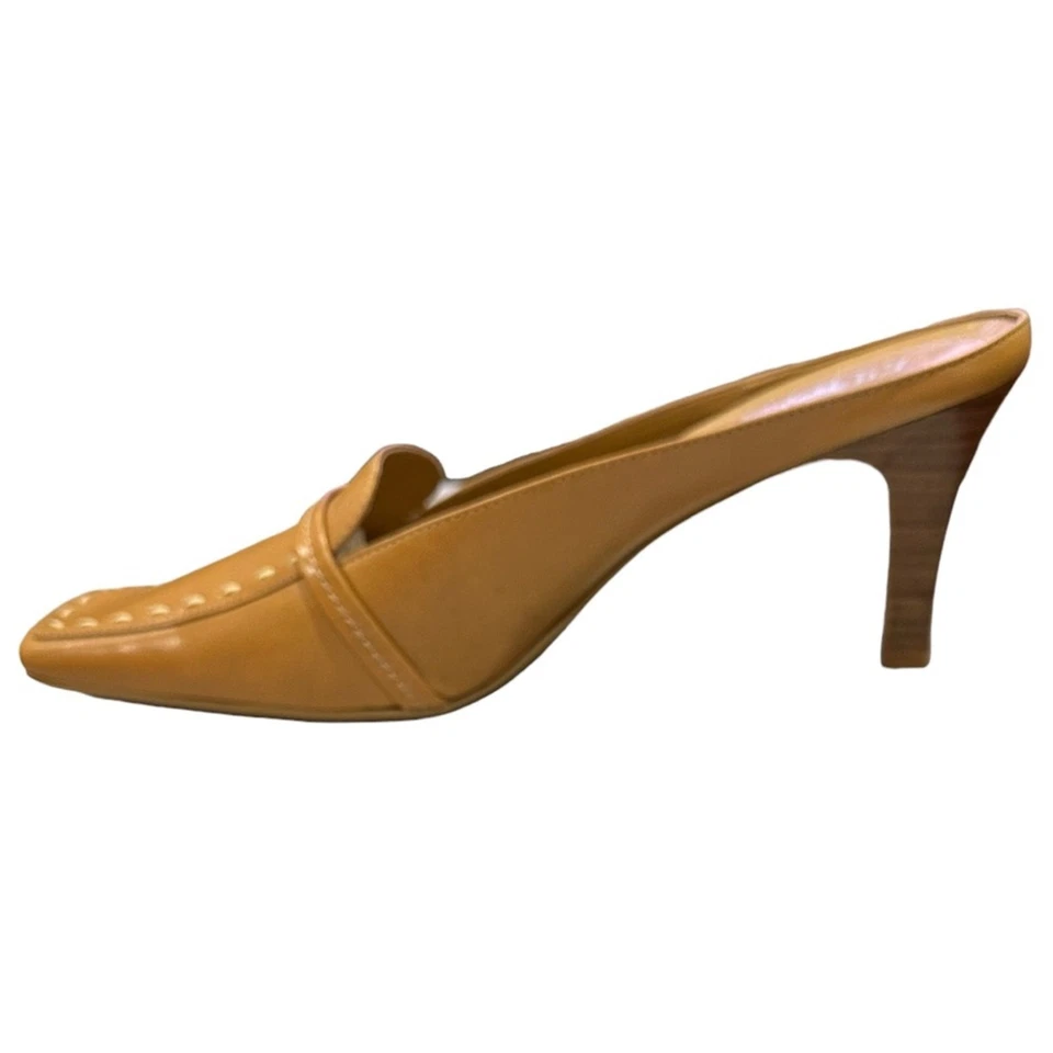 Franco Sarto camel mules Top stitching 3” block heel size 9 slip ons - Image 4 of 4