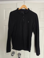 Image of All Saints Long Sleeve Polo Shirt - Small - Black - Worn Once