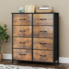 Chest Of Drawers With 8 Drawers, Bedroom Drawers, Fabric Dresser With Wood Top