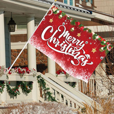 3 X 5 Ft Christmas Flag Durable Polyester Merry Christmas House Flag with Metal