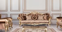 Luxus Dreisitzer Sofa 3 Sitzer Barock Rokoko Sofa Sofas Sessel Stoff Stil MöBel