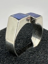 Design Ring 925 Silber Modernist Statement mit blauem Lapislazuli Inlay Gr. 58