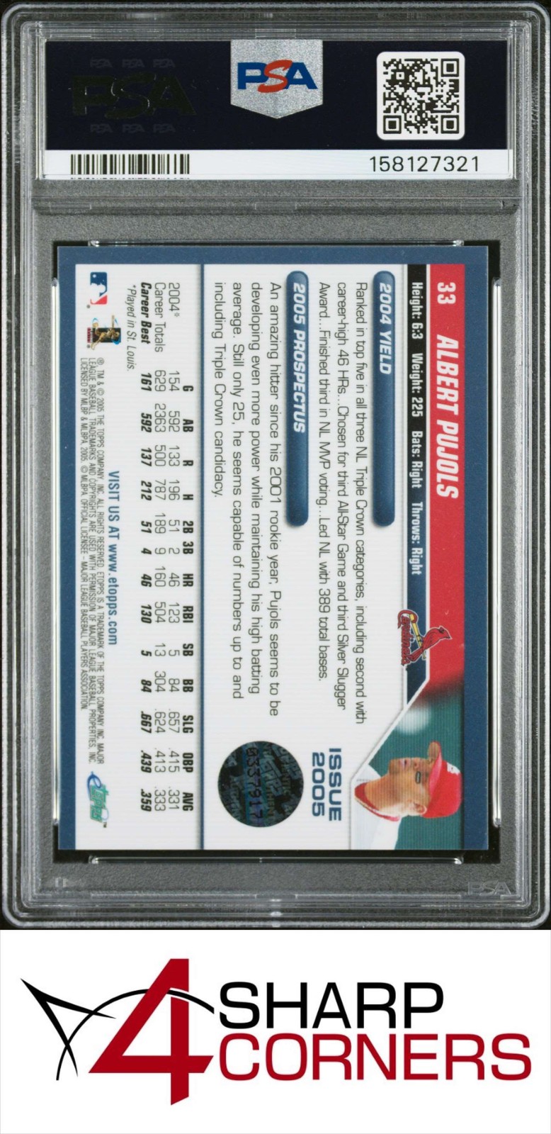 2005 eTOPPS #33 ALBERT PUJOLS CARDINALS POP 6 PSA 9 view 2