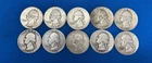 Lot "A" of Ten (10) Washington 90% Silver Quarters Various years and Mints