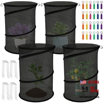 4 Pack Pop Up Plant Covers from Animals, 20'' H X 13'' D Insect Garden Black
