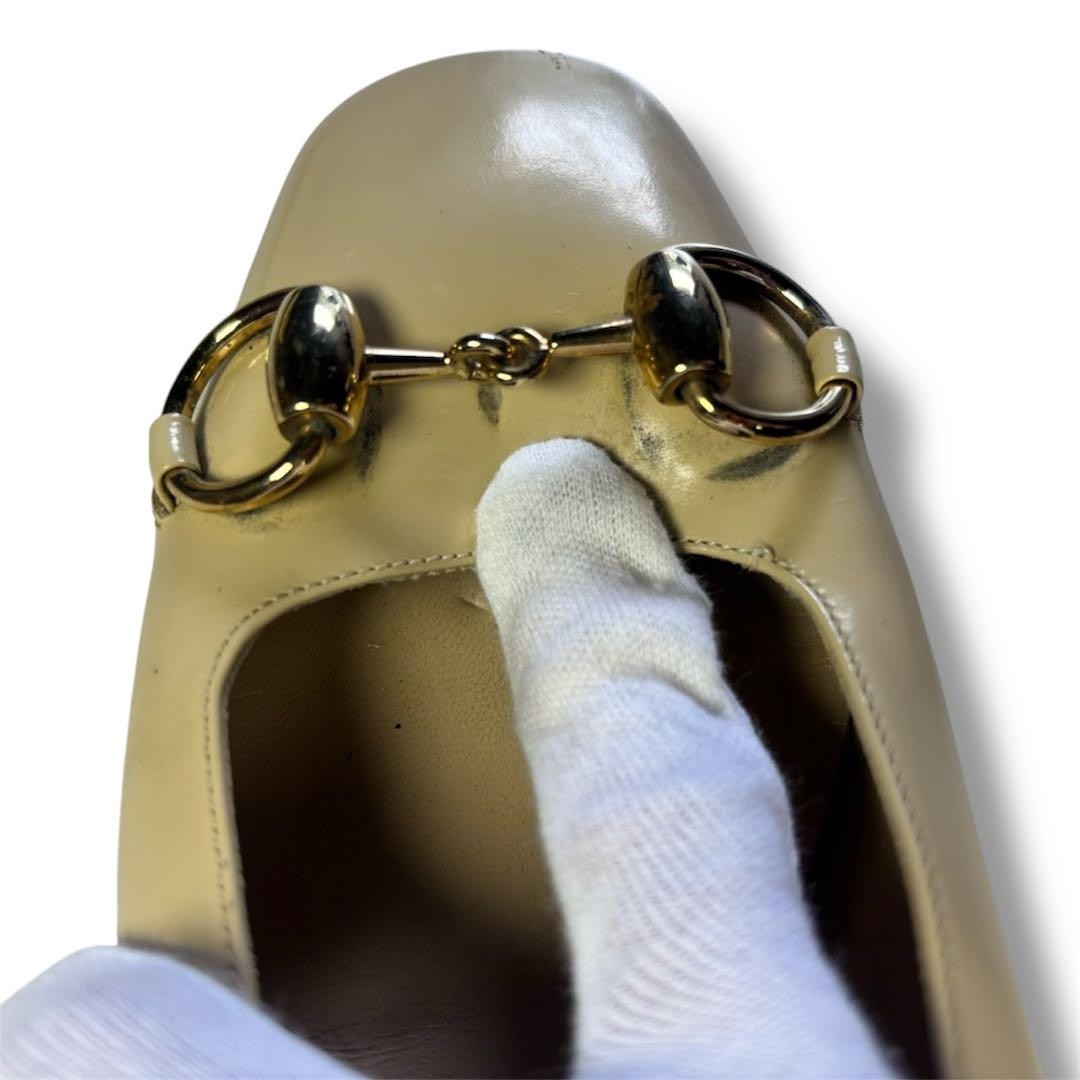 Gucci Horsebit Mid Heel Pumps Beige Leather Size 35.5 US About5.5 For Women thumbnail 14