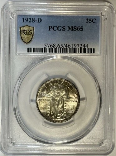 1928 D Standing Liberty Quarter 25c PCGS MS65 ⭐️NICE ORIGINAL COIN - GEM BU⭐️
