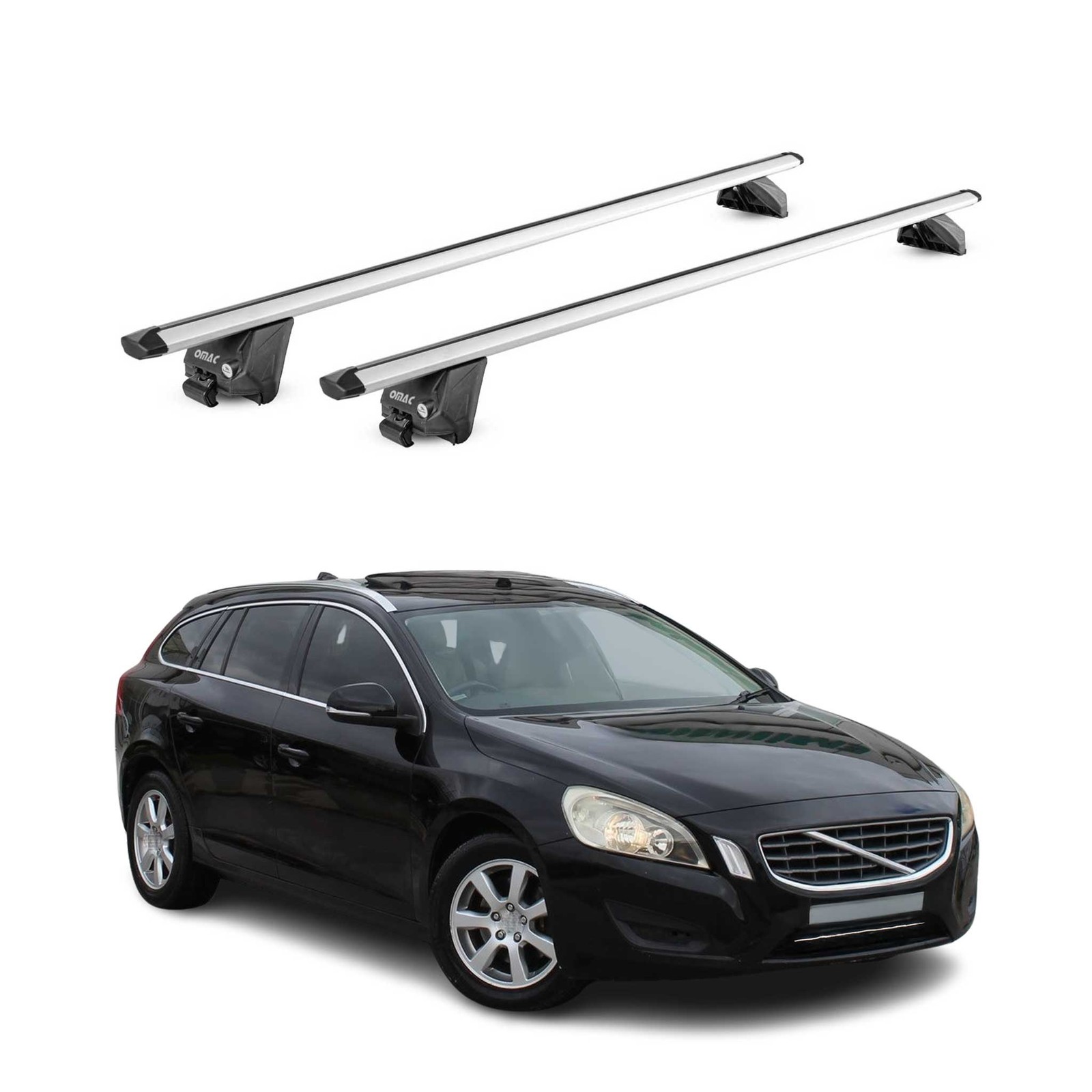 Barres de toit Volvo V60 Cross Country alu gris pour coffre et ski
