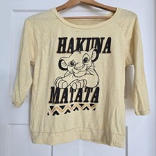 Disney Lion King Simba Juniors Girls Large 11-13 Shirt Yellow Hakuna Matata 