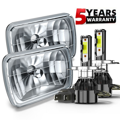 Pair Fit Chevy Malibu 1978-1981 Corvette DOT 5X7'' 7x6'' LED Headlights Hi-Lo
