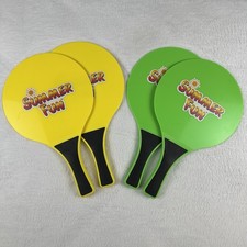 Set Of 2 Beach Paddles Summer Fun, Hard Plastic w/ Grip Handles, Yellow Or Green