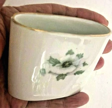 Vtg 3" W Czech Oval Bone China DOGWOOD Cigarette TOOTHPICK HOLDER Dish Trinket
