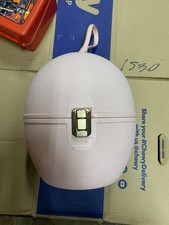 VINTAGE MCM LaRONDE BY JET SET PINK RIGID PLASTIC EGG SHAPED WIG CASE W/ STRAP