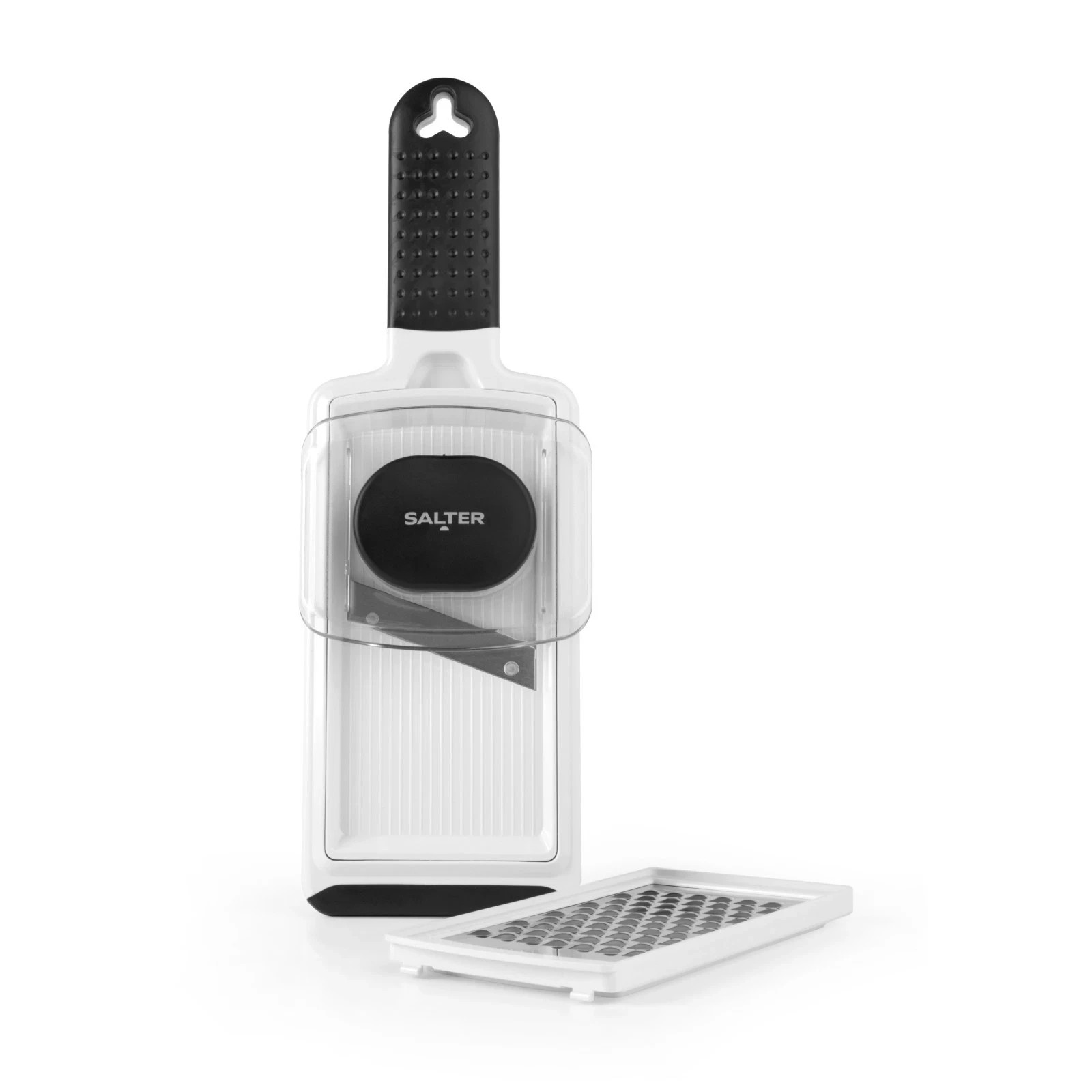 Salter Mandoline Slicer 2 in 1 with Interchangeable Stainless Steel Blades | Finger guard, easy-grip handle, detachable blades for hand washing, compact slim design for drawer storage - Image 2