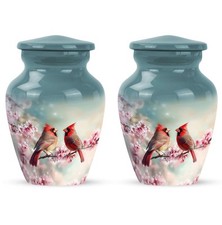 Small Cremation Urns 3Inch Set Of 2 for Human Ashes Adult Red Cardinal Urn