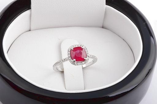 Ring ruby 1.35ct solitaire brilliant diamonds 0.2… - image 7