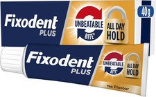 4X Fixodent Plus Unbeatable Bite Denture Adhesive Flavour Free 40G UK