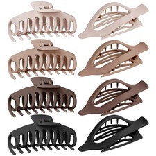 Flat Hair Claw Clips 8 Pack 4.3 Inch Neutral Matte French Concord Large Roun...