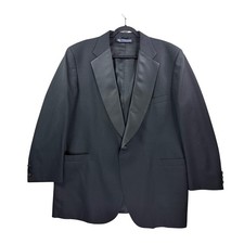 Brooks Brothers Tuxedo Jacket Mens 46L Black Good Wool Peak Lapel With Bow Tie