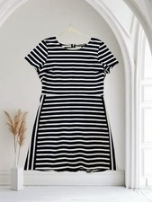 Express Navy Stripe Ponte Knit Mini Dress Women’s Size 12 Holiday Chic $98