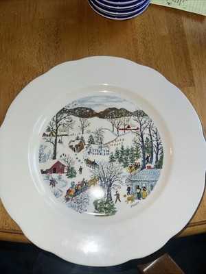 Grandma Moses, it Snows Oh It Snows Vintage Plate