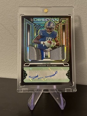 2022 Panini Obsidian Rookie Jersey Ink Jameson Williams Electric Edge Green 4/50