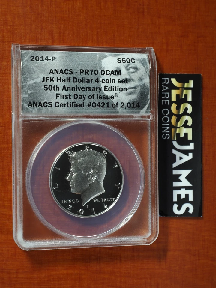 2014 W REVERSE PROOF SILVER KENNEDY ANACS PR70 SP70 50TH ANNIVERSARY 4 COIN SET - Image 3 of 4
