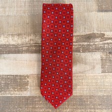 Jos. A. Bank Traveler Tie Mens Red Silk Geometric Dot Stain Resistant