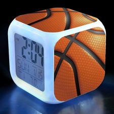 Basketball Alarm Clock for Kids Boy Girl 7 LED Color Changing Wake Up Clock H...