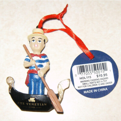 The Venetian Las Vegas Casino Christmas Ornament Lot of (10) Gondolier Gondola