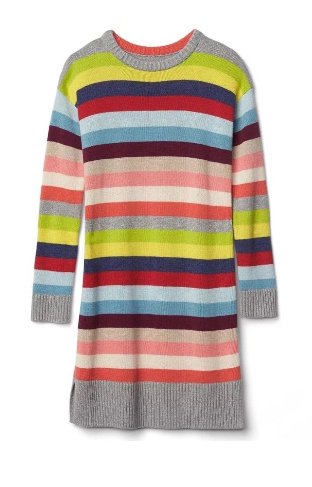 NUEVO GAP Niños Niñas Divertido Loco Rayas Anchas Plateado Metálico Suéter Vestido M L Nuevo con Etiquetas Foto 4 de 4