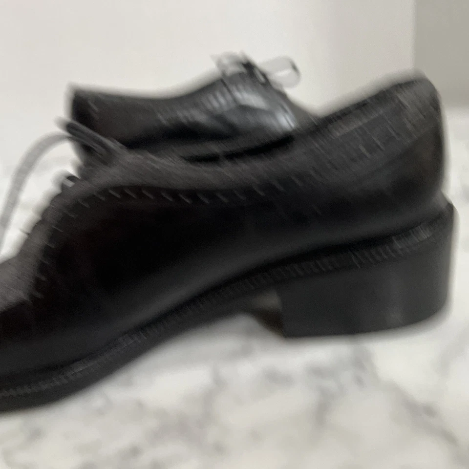 Stuart Weitzman  Size 7 W Oxford Grey Flannel And Black Leather Loafers - Image 4 of 4